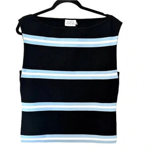 Tanya Taylor Sleeveless/Cap Sleeve Zanita Knit Black/Blue Top Size L NWT